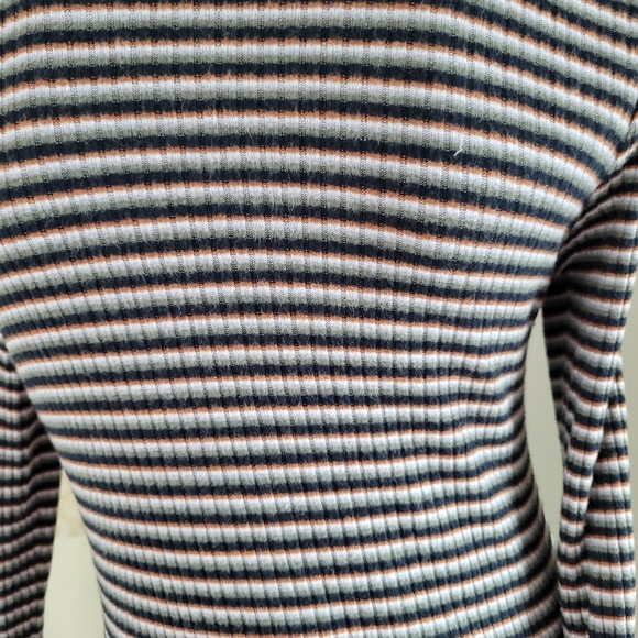 American Eagle size M black white green and orange striped soft sweater dress - Picture 4 of 8